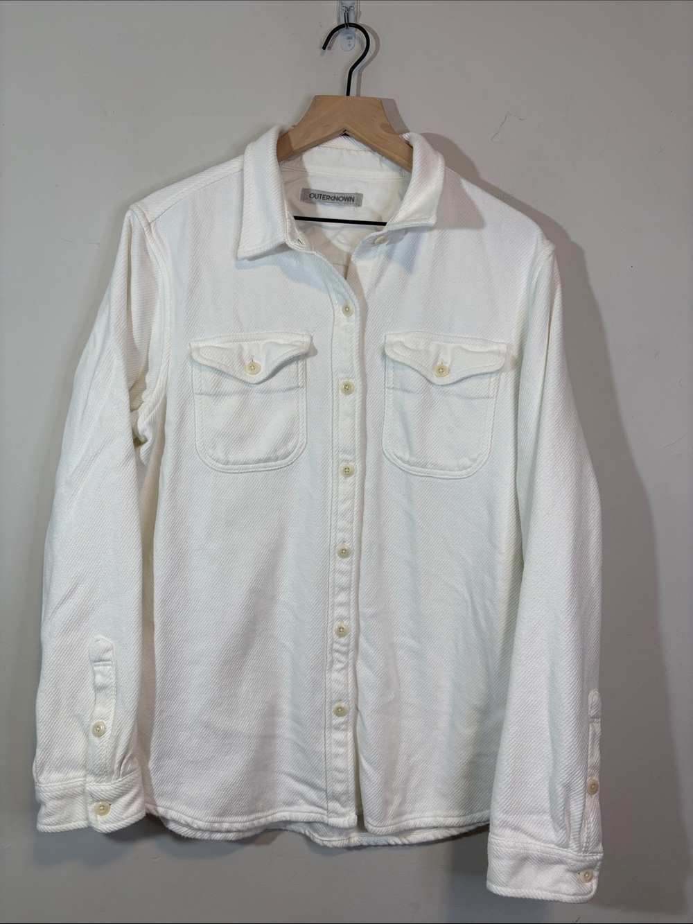 Outerknown Womens Chroma Blanket Shirt Salt/Ecru White M/L Thick Organic Cotton